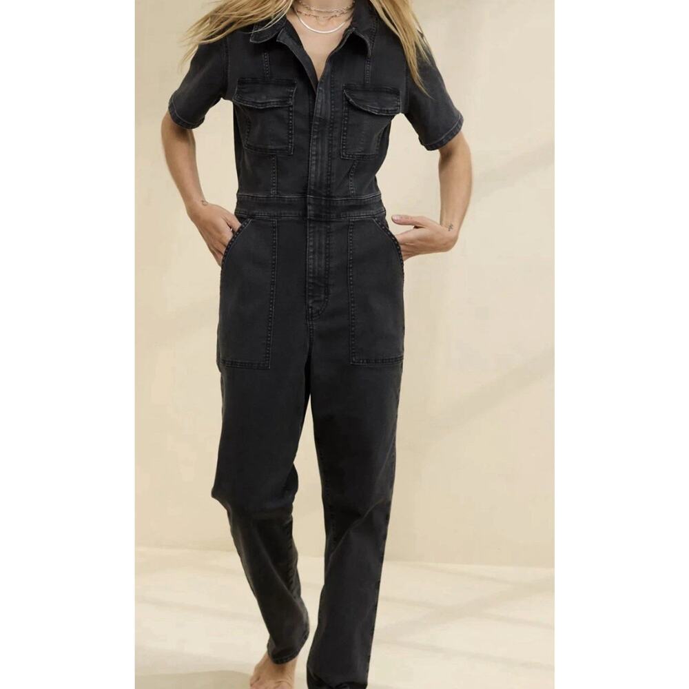 NWT Aerie Black Short-Sleeve Utility Jumpsuit